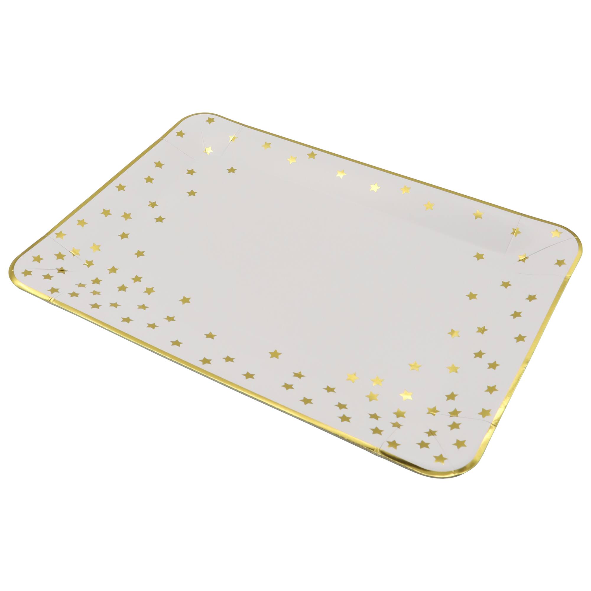 12 Packs: 2 ct. (24 total) 9" x 13" Gold Stars Paper Serving Trays by Celebrate It™